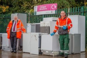 Cllr Tom Conn and Andy McQuade at Oakbank Recycling Centre