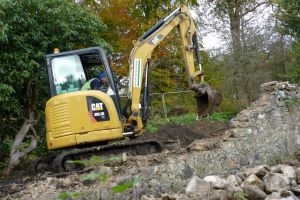 Almondell wall construction work