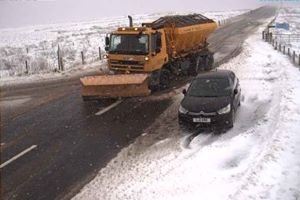 Gritter driving near Tarbrax