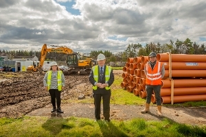 Ros Edgar, from the council’s Housing team, Councillor Paul and Jim Smith, Site Manager with contractor CCG visited the site last week to see how work was progressing. 