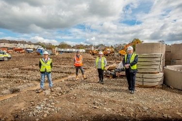 George Smith and Ros Edgar, from the council’s Housing team, Councillor Paul (right) and Jim Smith, Site Manager with contractor CCG visited the site last week to see how work was progressing. 