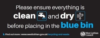 Clean and dry blue bin banner