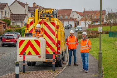 Caption:  The council’s team have replaced street lighting with low energy LED equivalents which has helped reduce the council’s CO2 emissions by half since 2014. 