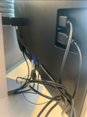 Example of where you will find additional USB ports on the monitor