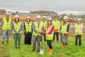 Cllr Andrew McGuire and Natalie Don MSP mark the start of work at East Calder Primary with reps from the council, Scottish Futures Trust, Hub South East and Morrison Construction