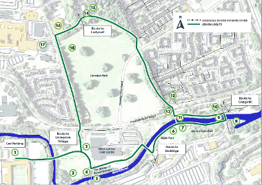 Map of Howden Long Route showing the points of interests along the way