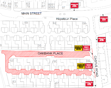 Map of closures around Castle Terrace