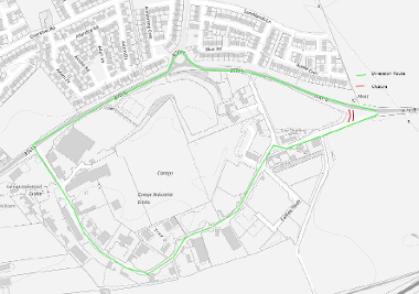 Map of road closure on the U33