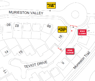 Map of closure on Teviot Drive