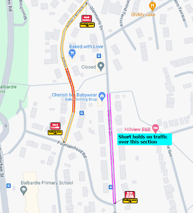 Map of closure on Athol Terrace