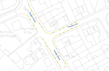 Map of parking suspension on Preston Road