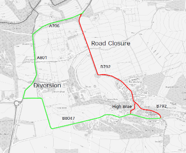 Map of closures for Torphichen Gala