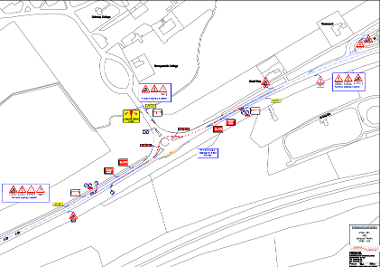 Map of speed restriction on A89