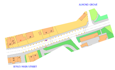 Map of parking suspension on Main Street East Calder