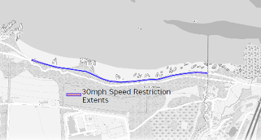 Map of speed restriction on Society Road