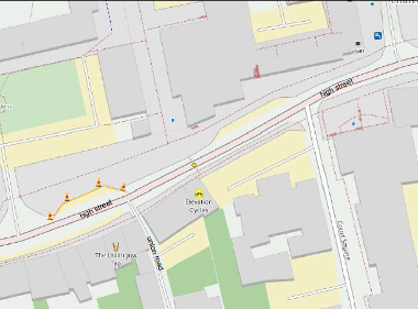 Map of parking suspension on High Street