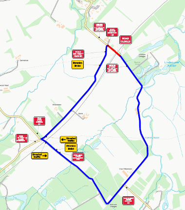 Map of closure for U38 West Calder