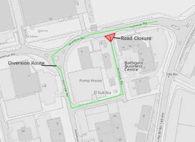 Map of closure on Inchmuir Road