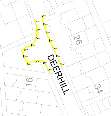 Map of parking suspension on Deerhill