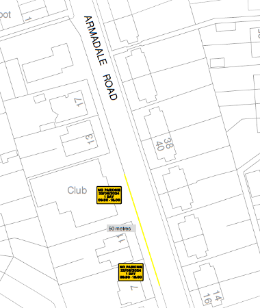 Map of suspension on Armadale Road