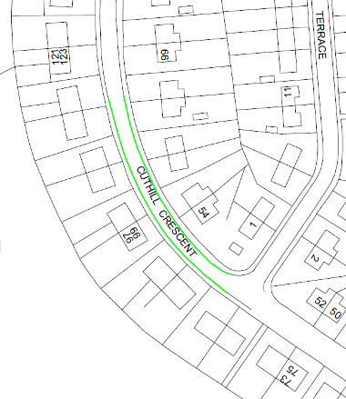 Map of suspension on Cuthill Crescent