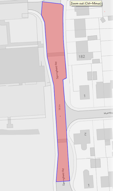 Map of suspension on Springfield Road