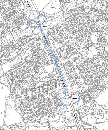 Map of closure on Almond Valley Road