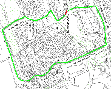 Map of closure on Middleton Road