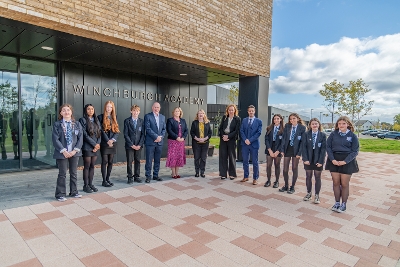 Pupils, staff and special guests at the official opening of Winchburgh Academy and sports hub. 