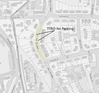 Map of suspension on Mill Road