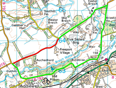 Map of closure on B7015