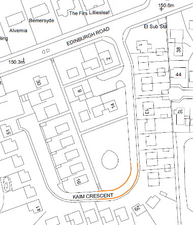 Map of suspension on Kaims Crescent