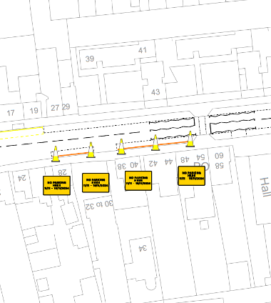 Map of suspension on East Main Street