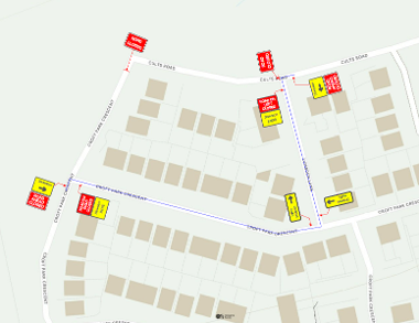 Map of closure on Cults Road