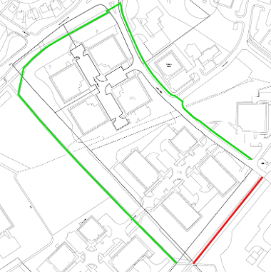 Map of footpath closure on Gregory Road