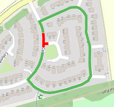 Map of closure on Columbia Avenue