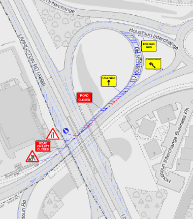 Map of closure on Houston Interchange