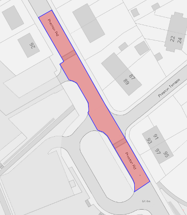 Map of parking suspension on Preston Road