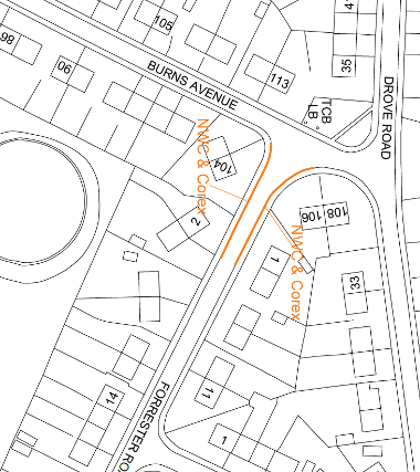 Map of parking suspension on Forrester Road