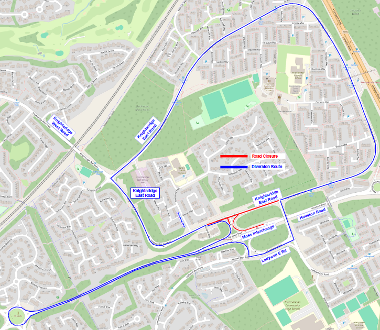 Map of closure on Knightsridge East Road