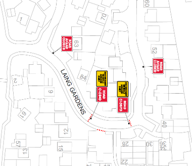 Map of closure on Laing Gardens