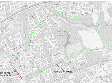 Map of closure on Aldertsone Road