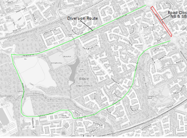 Map of closure on Aldertsone Road