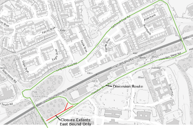 Map of closure on Howden West Road