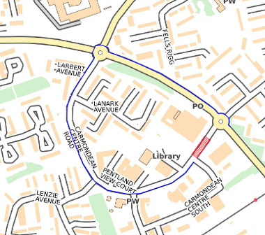 Map of closure on Carmondean Centre Road