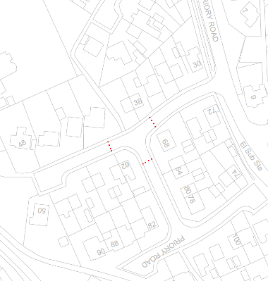 Map of closure on Priory Road