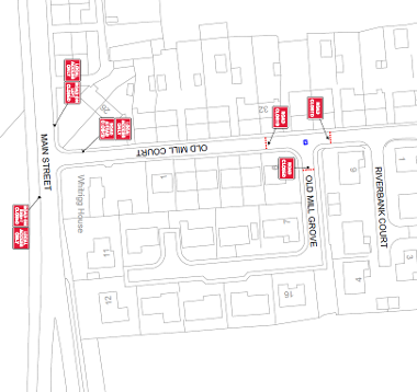 Map of closure at Redmill Cottages