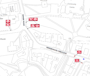 Map of closure on Mansewood Crescent