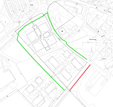 Map of footpath closure on Gregory Road