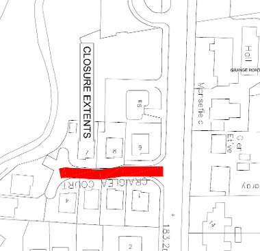 Map of closure on Craiglea Court